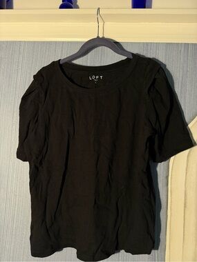 LOFT Black Short Sleeve Sweatshirt Top Large